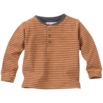 Henley Langarmshirt Ringel karamell