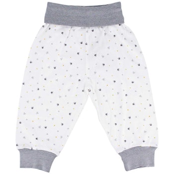 Babyhose Bündchen Kronen weiss