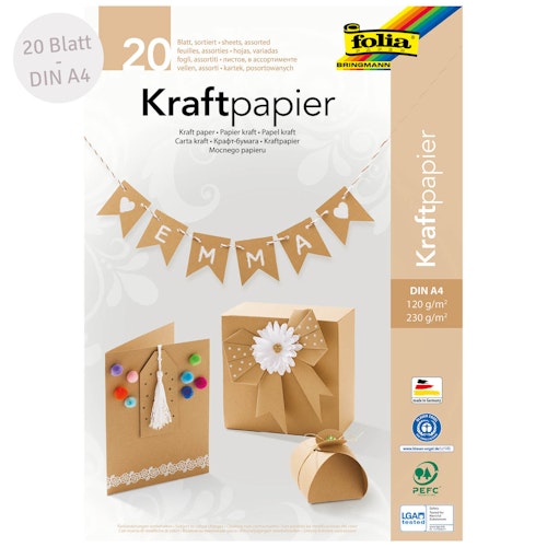 Kraftpapier und Kraftkarton Set DIN A4 20 Blatt