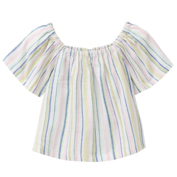 Gewebte kurzarm Bluse gestreift