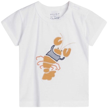 Elastisches Shirt kurzarm Hummer Aufnäher weiß
