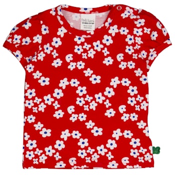 T-Shirt Puffärmel Blumen rot