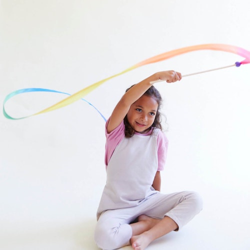 Regenbogen Tanzband aus Seide 2,4 m
