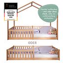 Vorschaubild Montessori Bett 90x200 natur – Bodenbett mit Rausfallschutz