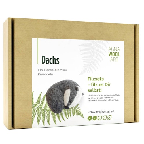 Selber filzen mit Anleitung DIY Filz Set Dachs Level 2 ab 4 Jahre