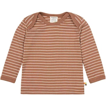 Softes Langarmshirt Rippe gestreift nougat