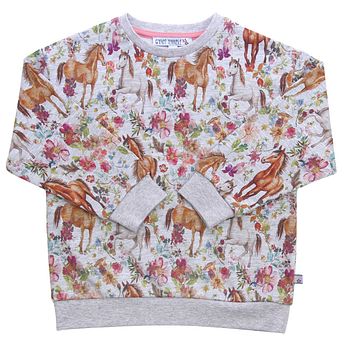 Sweatshirt Pferde grau