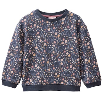 Weiches Sweatshirt Blumen indigoblau