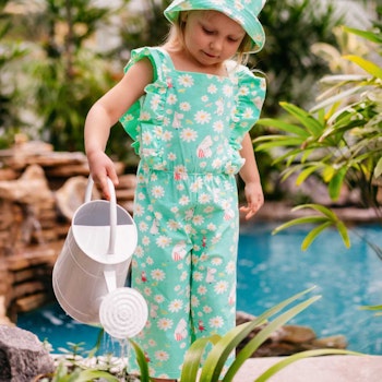 Geblümter Jumpsuit weites Bein mintgrün