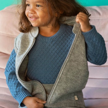 Pullover Zick-Zack Strickmuster taubenblau