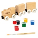 Vorschaubild 3tlg Holzzug zum Anmalen mit Farben und Pinsel