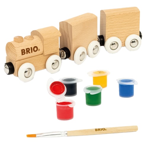 3tlg Holzzug zum Anmalen mit Farben und Pinsel