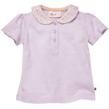 Schickes Blumenkragen T-Shirt flieder geringelt
