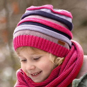 Kinder Strick Wintermütze pink