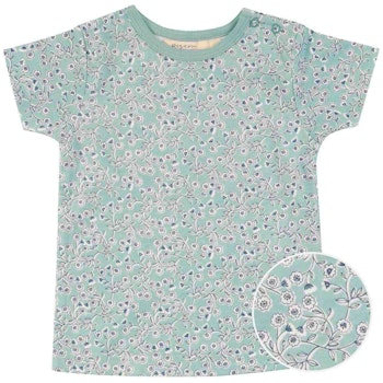 Kurzarm Shirt Blumen türkis