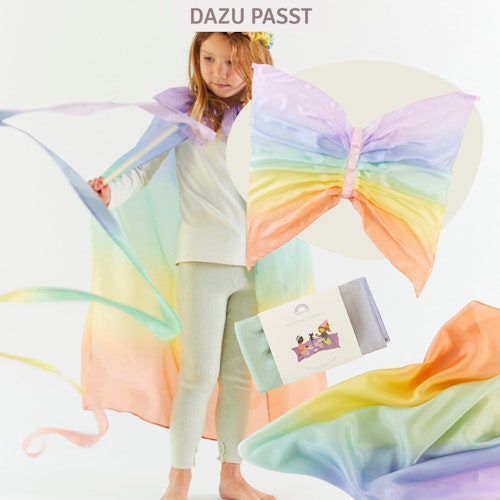 Pastell Regenbogen Tanzband aus Seide 2,4 m