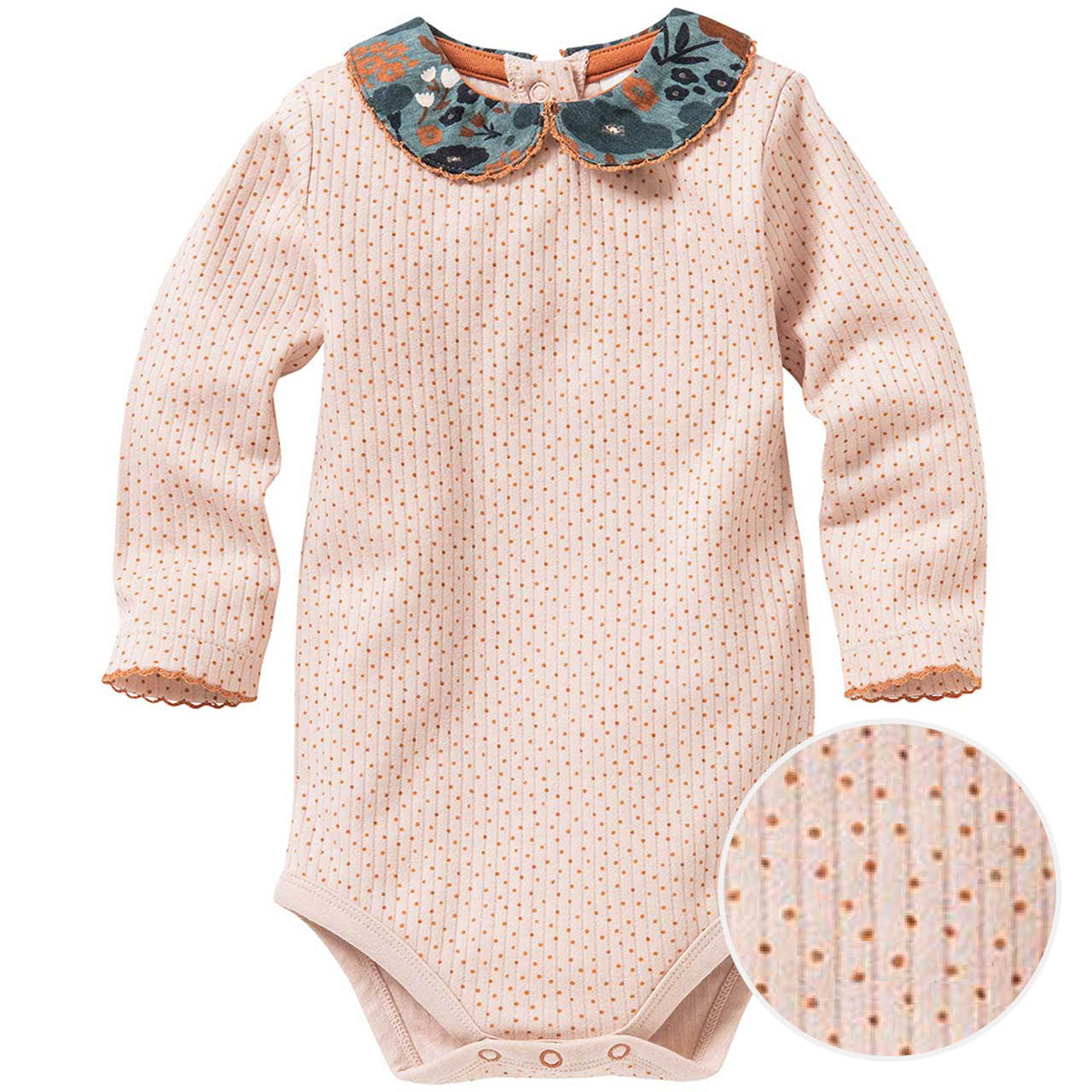 Langarmbody mit Blumenkragen