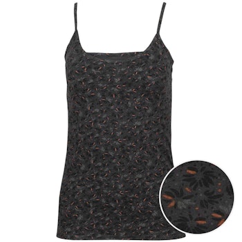 Damen Trägerhemd Blüten schwarz
