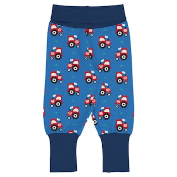 Mitwachsende Krabbelhose Bündchen Tractor blau