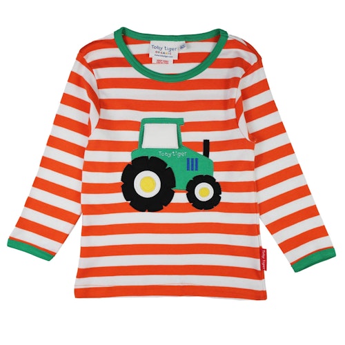 Gestreiftes Langarmshirt Traktor-Applikation