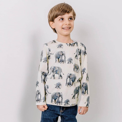 Langarmshirt Elefanten-Alloverdruck