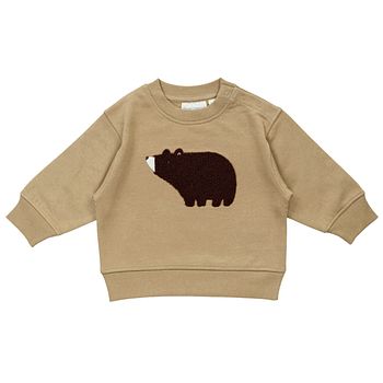 Baby Sweater beige mit Bär Aufnäher