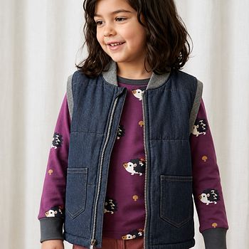 Weste gefüttert Denim Blau