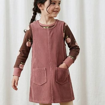 Trägerkleid Cord Taschen rosa