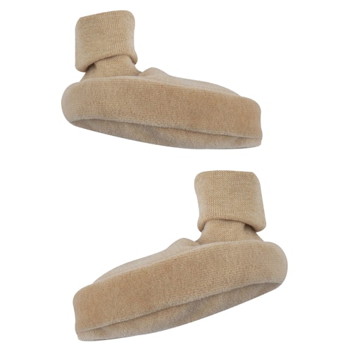 Velours Babyschuhe aus Bio Baumwolle hellbraun