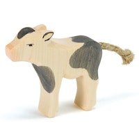 Kalb schwarz Holzfigur stehend 7cm hoch