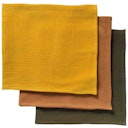 Vorschaubild Mulltuch 3er Pack 65 x 65 cm khaki, karamell, senfgelb
