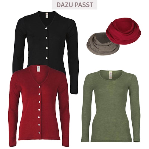 Damen Wolle Seide Langarmshirt