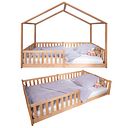 Vorschaubild Montessori Bett 120x200 natur – Bodenbett mit Rausfallschutz