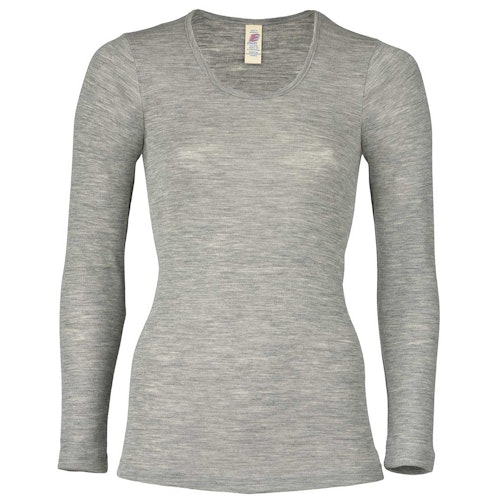 Damen Wolle Seide Langarmshirt