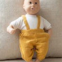 Vorschaubild Puppen Latzhose m. Shirt 28-35cm honiggelb, Bio-Baumwolle