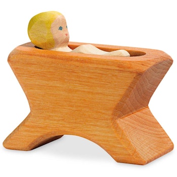 Krippe mit Kind Holzfigur  8 cm x 4,5 cm