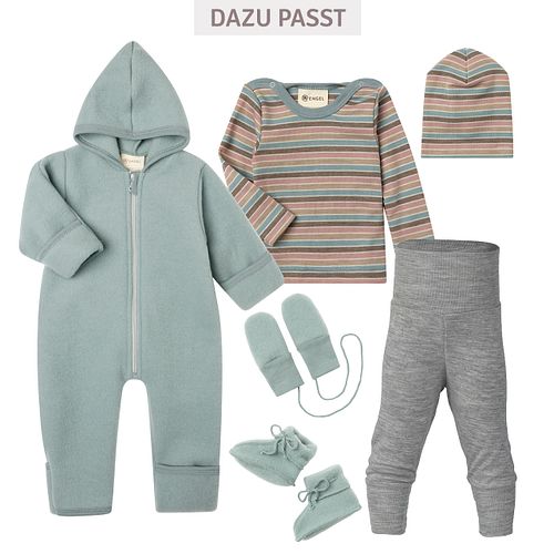 Wolle Seide Mütze Beanie geringelt Pastell 50/56