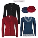 Vorschaubild Damen Wolle Seide Langarmshirt mit Spitze