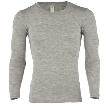 Herren Wolle Seide Langarmshirt hellgrau
