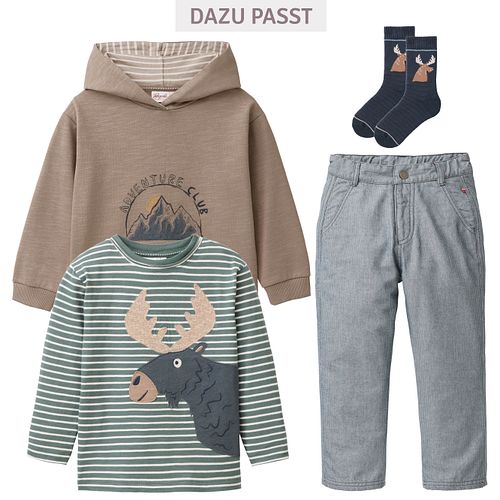 Warme Frotteesocken Elch dunkelblau