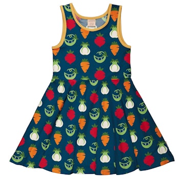 Ärmelloses Flatterkleid Gemüse navy