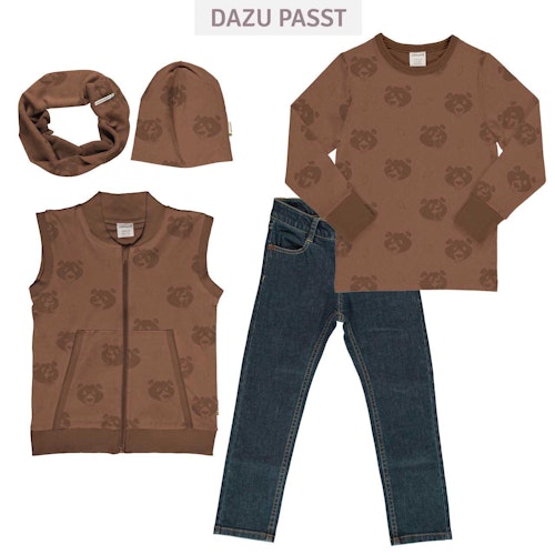 Langarmshirt Mono Look mit Bär Motiv