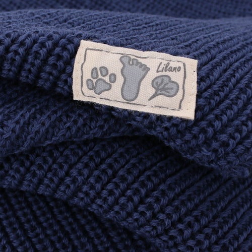 Babydecke Merinowolle gestrickt marine