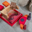 Vorschaubild Bauspiel rot 8 Teile im Rahmen 18,6 x 18,6 cm