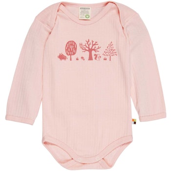 Body langarm Ripp mit Print rosa