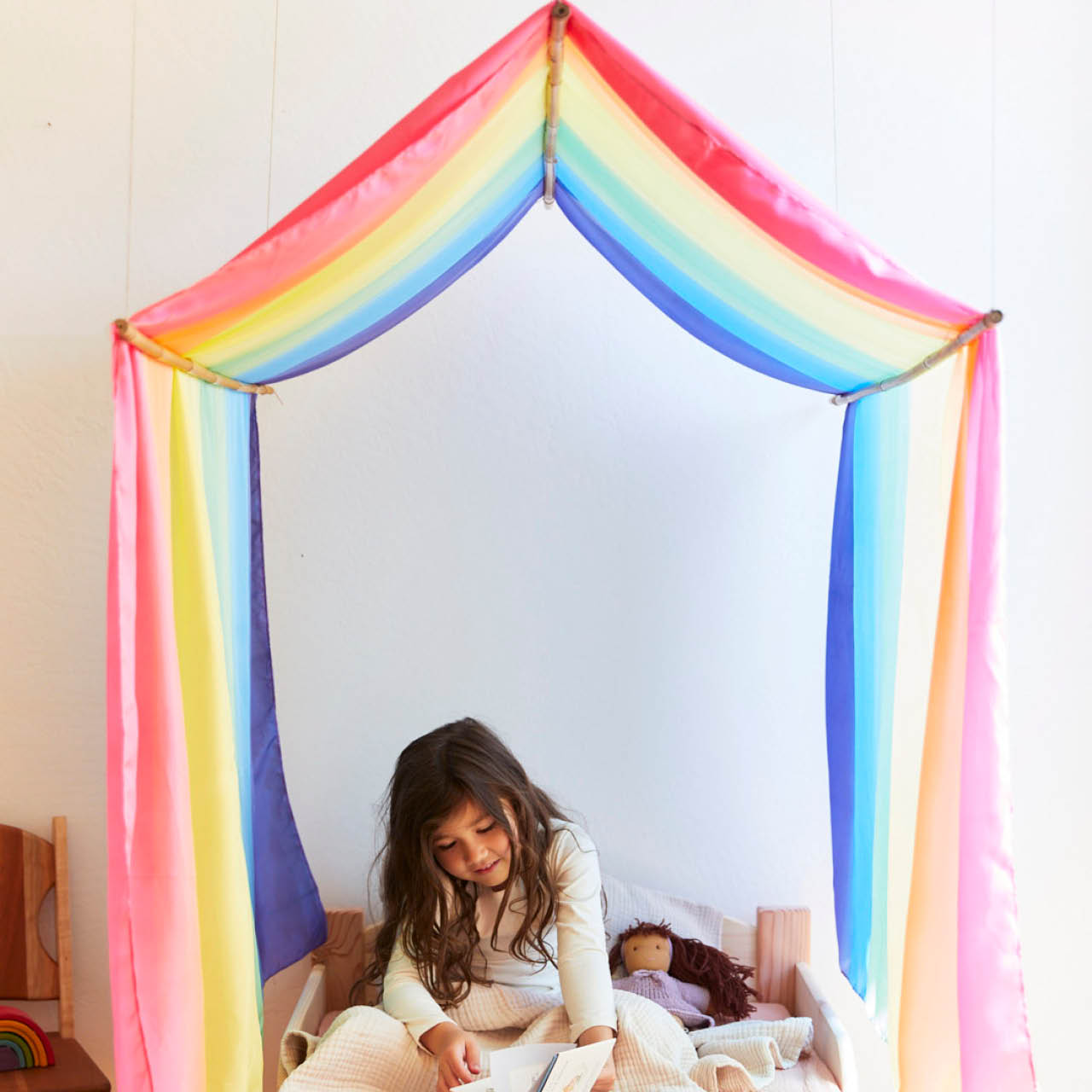 Riesiges Regenbogen Spieltuch Seide 137 x 274