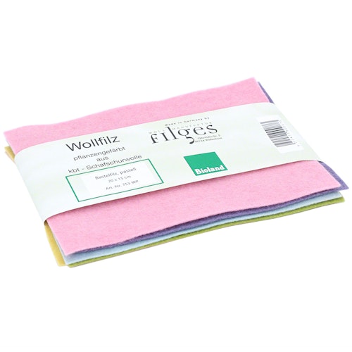 Bastelfilz pastell – Bio Wollfilzplatten 6 Stück 20x15cm