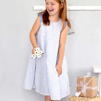 Elegantes Kinder Kleid ärmellos sand-gestreift