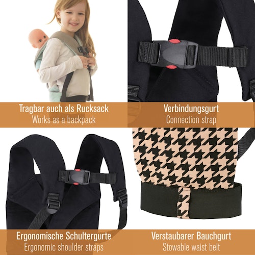 Kinder Puppentrage multifunktional - schwarz gemustert