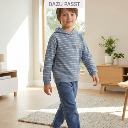 Sweat Hoodie blau gestreift